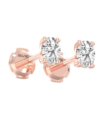 Boucles d'Oreilles en Or rose avec Diamants Ovales