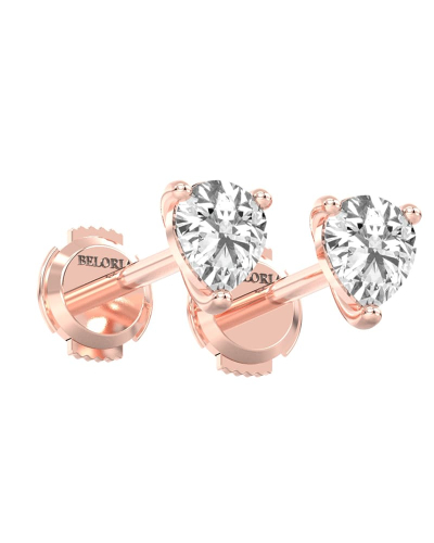 Boucles d'Oreilles en Or rose avec Diamants Poire