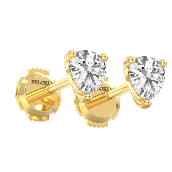 Boucles d'Oreilles en Or jaune avec Diamants Poire