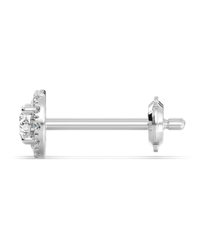 Boucles d'Oreilles en Or blanc 18 carats avec Halo Diamant Rond