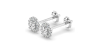 Boucles d'Oreilles en Or blanc 18 carats avec Halo Diamant Rond