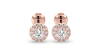 Boucles d'Oreilles en Or rose 18 carats avec Halo Diamant Rond