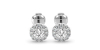 Boucles d'Oreilles en Or blanc 18 carats avec Halo Diamant Rond