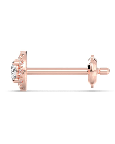 Boucles d'Oreilles en Or rose 18 carats avec Halo Diamant Rond