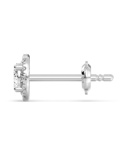 Boucles d'Oreilles en Or blanc avec Halo Diamant Ovale