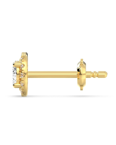 Boucles d'Oreilles en Or jaune avec Halo Diamant Ovale