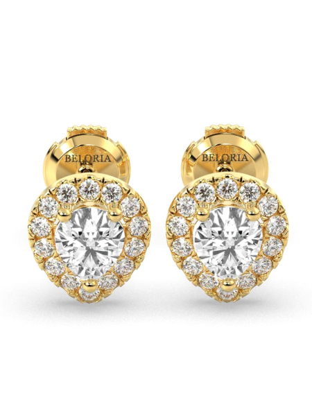 Boucles d'Oreilles Halo Poire en or blanc Giulia avec Diamant Central 2