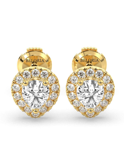 Boucles d'Oreilles Halo Poire en or jaune Giulia avec Diamant Central