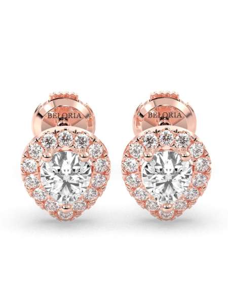 Boucles d'Oreilles Halo Poire en or blanc Giulia avec Diamant Central 2