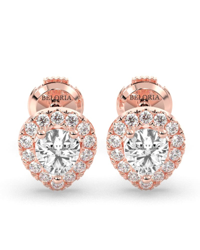 Boucles d'Oreilles Halo Poire en or rose Giulia avec Diamant Central