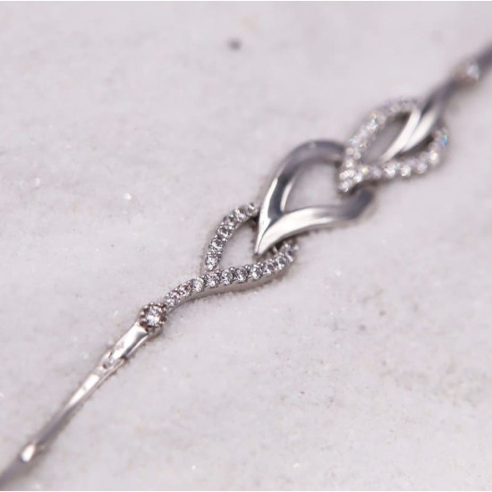 Bracelet maille articulée en Or Blanc serti de diamants