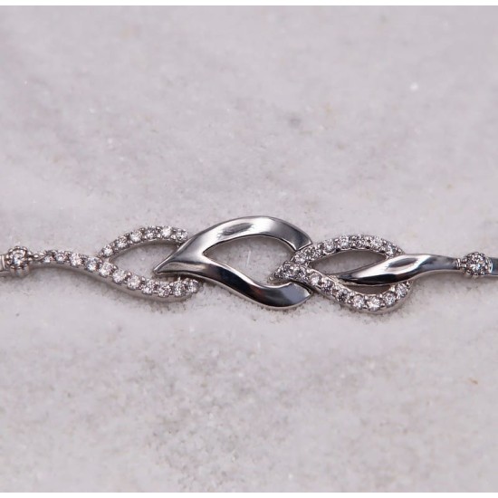 Bracelet maille articulée en Or Blanc serti de diamants