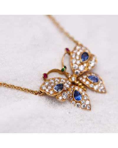 Collier maille forçat avec pendentif papillon pour Femme