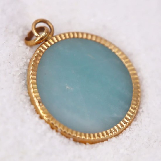 Pendentif Disque Lapidé Amazonite pour Femme