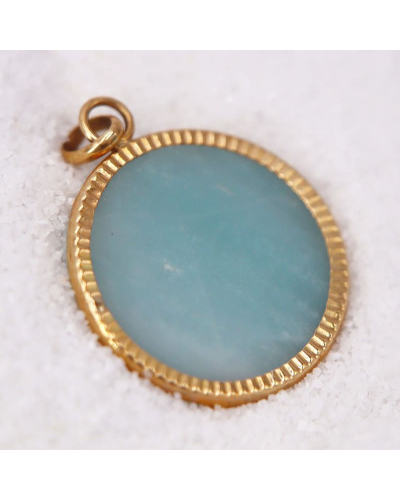 Pendentif Disque Lapidé Amazonite pour Femme