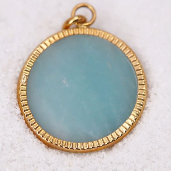 Pendentif Disque Lapidé Amazonite pour Femme