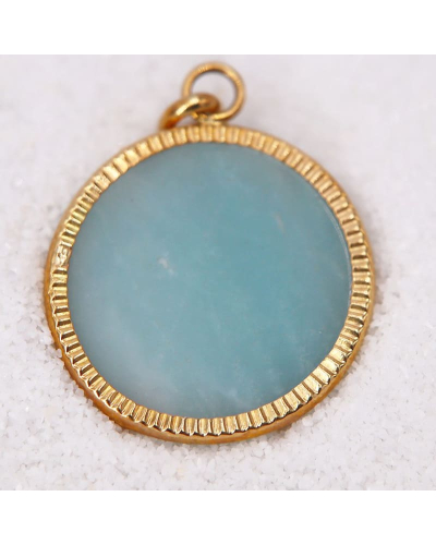 Pendentif Disque Lapidé Amazonite pour Femme