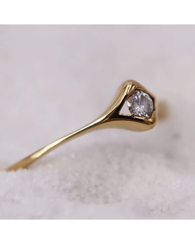 Bague Solitaire en Or Jaune avec un Diamant rond pour Femme