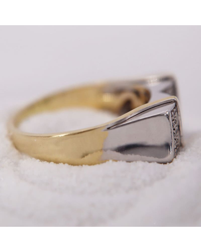 Bague bi-color Jaune et Blanc ornée de Diamants pour Femme
