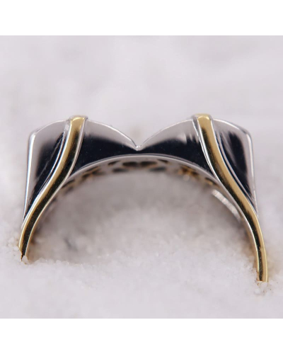 Bague bi-color Jaune et Blanc ornée de Diamants pour Femme
