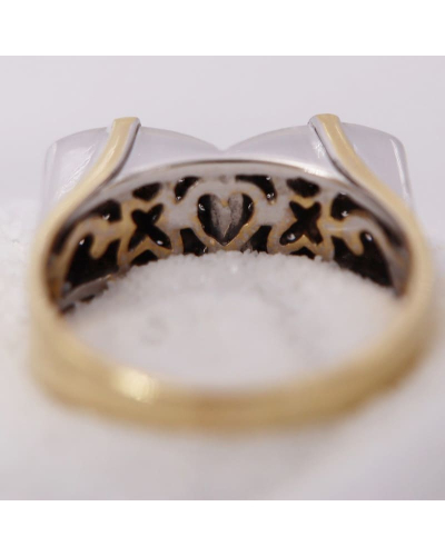 Bague bi-color Jaune et Blanc ornée de Diamants pour Femme