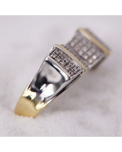Bague bi-color Jaune et Blanc ornée de Diamants pour Femme