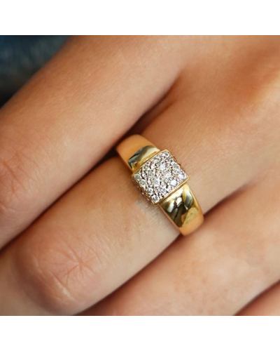 Bague en Or Jaune ornée d'un pavage de diamants pour Femme