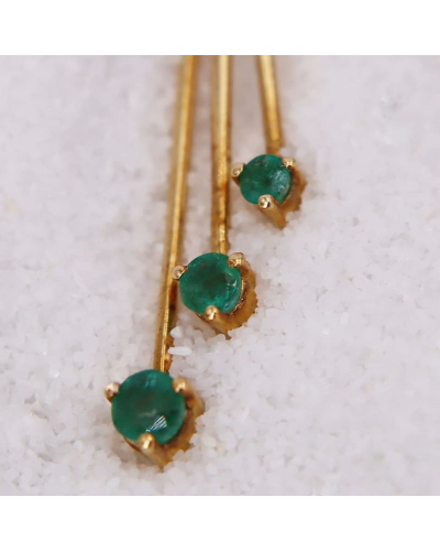 Pendentif en Or Jaune avec un diamant sublimé par trois émeraudes