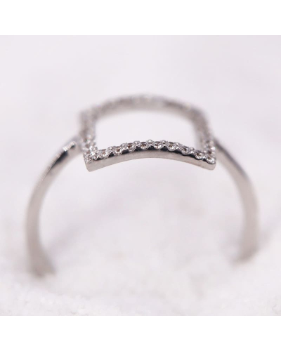 Bague Carrée en Or Blanc sertie d'Oxydes pour Femme
