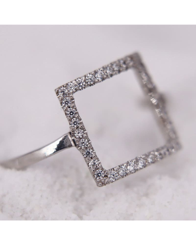 Bague Carrée en Or Blanc sertie d'Oxydes pour Femme