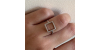 Bague Carrée en Or Blanc sertie d'Oxydes pour Femme