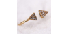 Bague Ouverte en Or Jaune ornée de petits triangles sertis d'oxydes