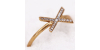 Bague en Forme de Croix en Or Jaune et entièrement sertie d'oxydes