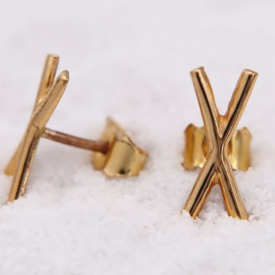 Boucles d'Oreilles en forme de Croix en Or Jaune pour Femme