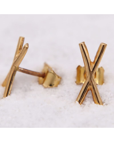 Boucles d'Oreilles en forme de Croix en Or Jaune pour Femme