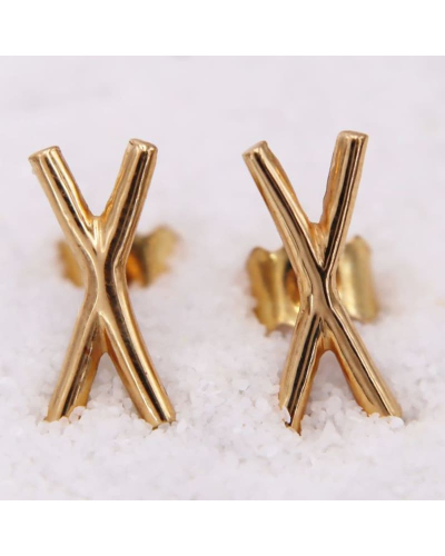 Boucles d'Oreilles en forme de Croix en Or Jaune pour Femme