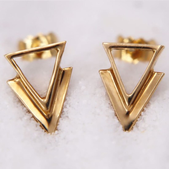 Boucles d'oreilles en OR jaune en forme de Triangle