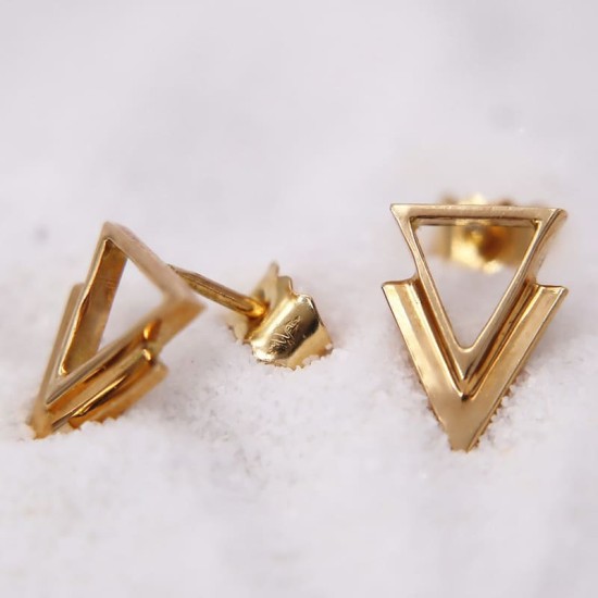 Boucles d'oreilles en OR jaune en forme de Triangle
