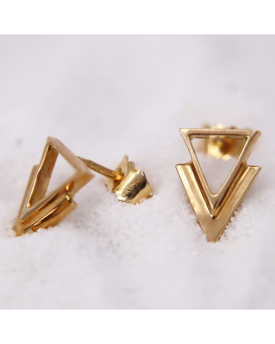 Boucles d'oreilles en OR jaune en forme de Triangle