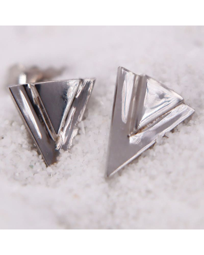 Boucles d'oreilles Triangle en or blanc