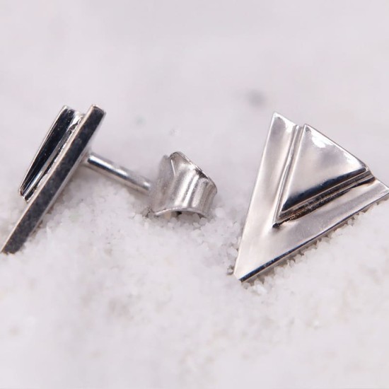 Boucles d'oreilles Triangle en or blanc