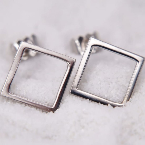 Boucles d'oreilles carrées en or blanc