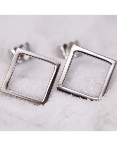 Boucles d'oreilles carrées en or blanc