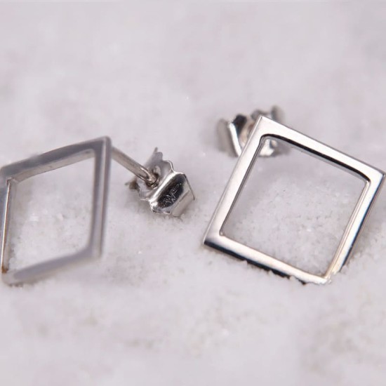 Boucles d'oreilles carrées en or blanc