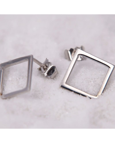 Boucles d'oreilles carrées en or blanc