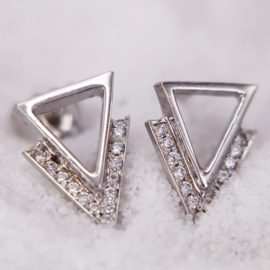Boucles d'oreilles Triangle en Or Blanc pour Femme