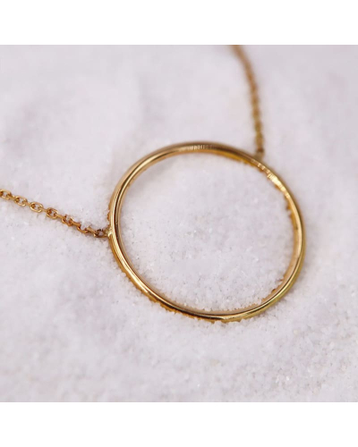 Collier en Or Jaune avec Pendentif Rond Ouvert pour Femme