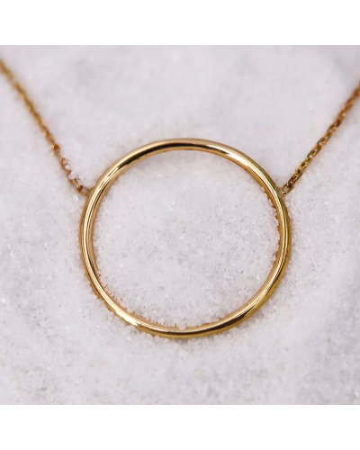 Collier en Or Jaune avec Pendentif Rond Ouvert pour Femme
