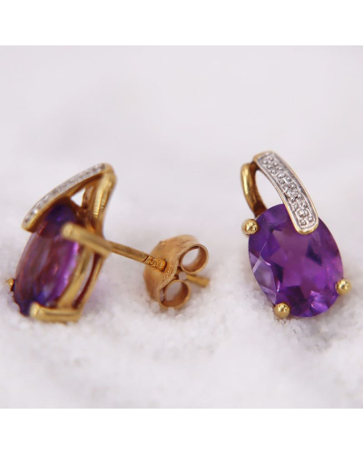 Boucles d'Oreilles Améthyste et Diamants