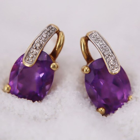 Boucles d'Oreilles Améthyste et Diamants